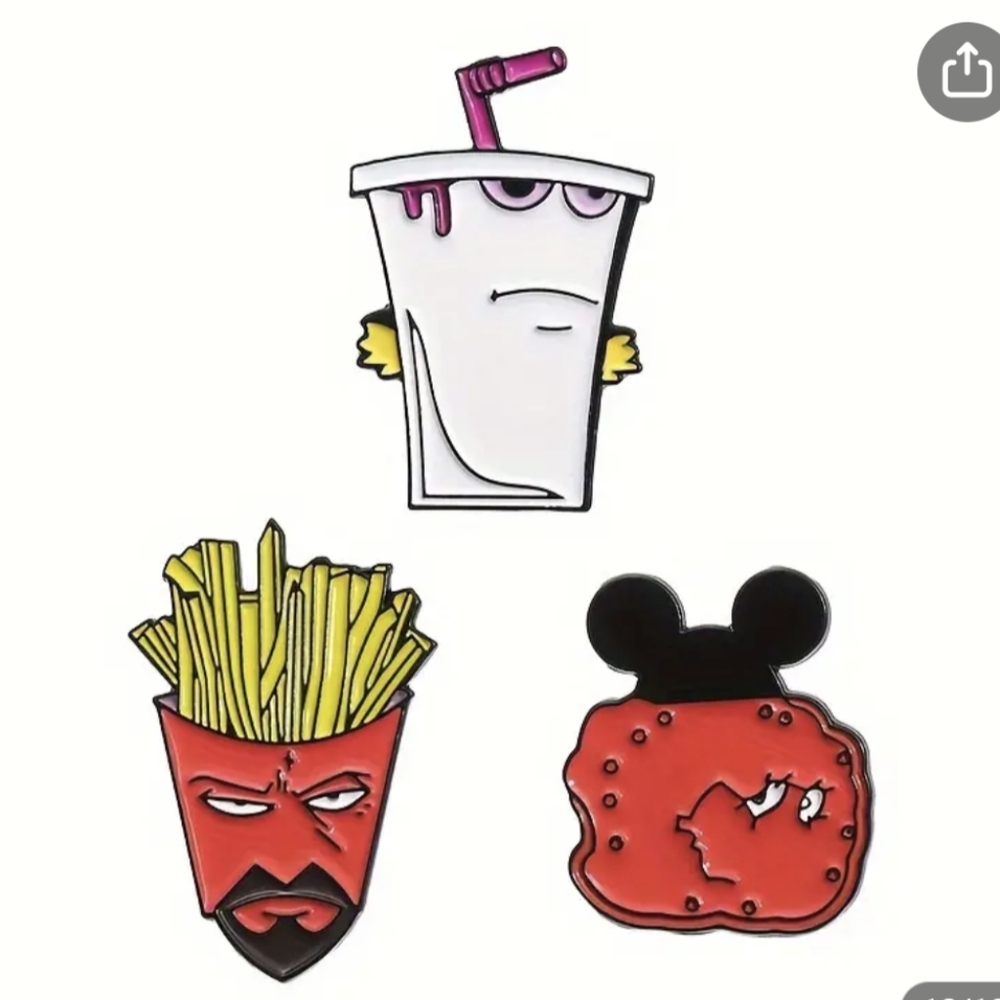 Aqua Teen Hunger Force hat pin set, Aqua Teen Hunger Force enamel pins, Frylock